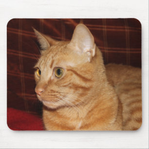 Mousepad Perfil do rosto do gato de mesa laranja