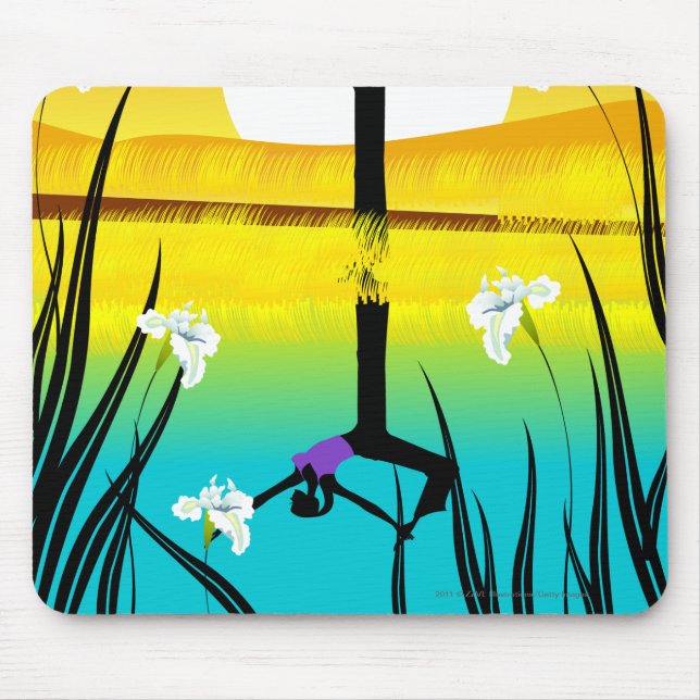 Mousepad Perfil lateral de uma ioga praticando da mulher (Frente)