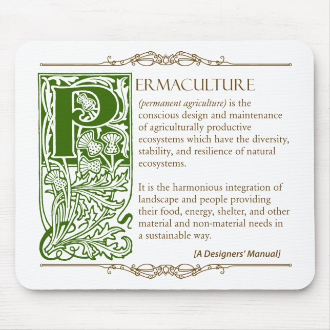 Mousepad Permaculture - um verde & um Brown da definição (Frente)