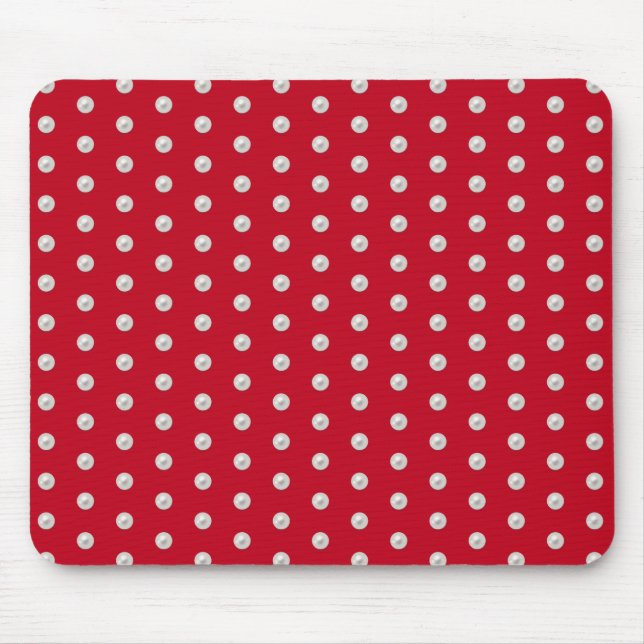 Mousepad pérolas brancas em vermelho (Frente)