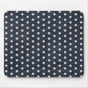Mousepad pérolas brancas sobre o denim azul