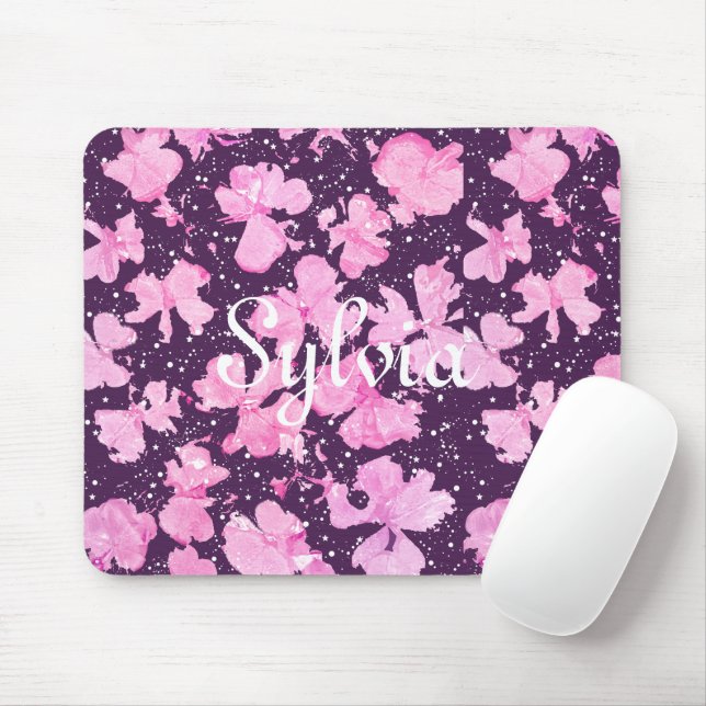 Mousepad Pérolas de Flor de Pintura, Acrínicas, Rosa (Com mouse)