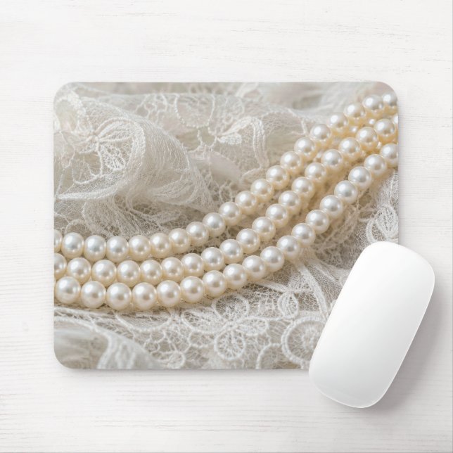 Mousepad Pérolas em Renda de Marfim (Com mouse)