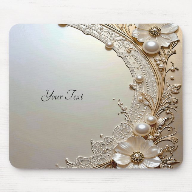 Mousepad Pérolas Flores Brancas Modernas (Frente)