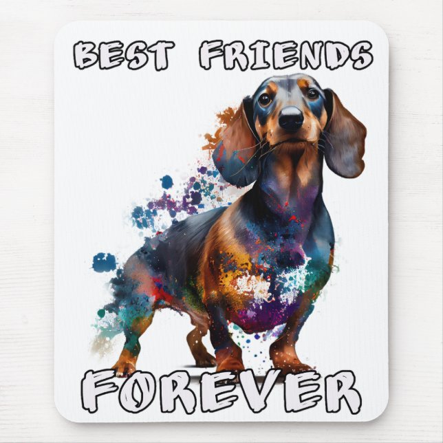 Mousepad Perro salchicha mejores amigos (Frente)