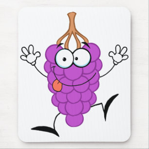 Mousepad personagem de desenho animado de uvas roxas, engra