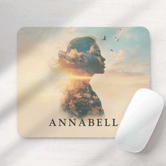 Mousepad Personalidade de Silhouette da Mulher Romântica (Romantic Woman Nature Silhouette Custom Mouse Pad)