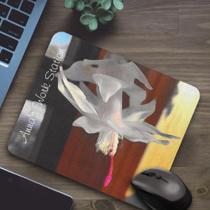 Mousepad Personalização da Foto do Flor do Cactus Branco 