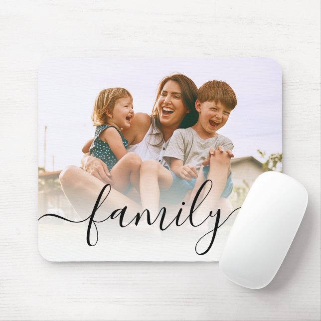 Mousepad Personalização de Foto da Família de Script Modern (Com mouse)