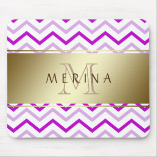 Mousepad Personalização do Monograma do Padrão Chevron Dour