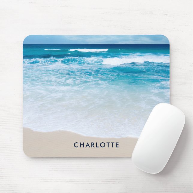 Mousepad Personalização Moderna da Praia Tropical Sandy (Com mouse)