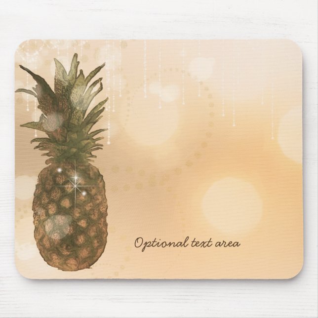 Mousepad Personalização Tropical Elegante De Ananás De Ouro (Frente)