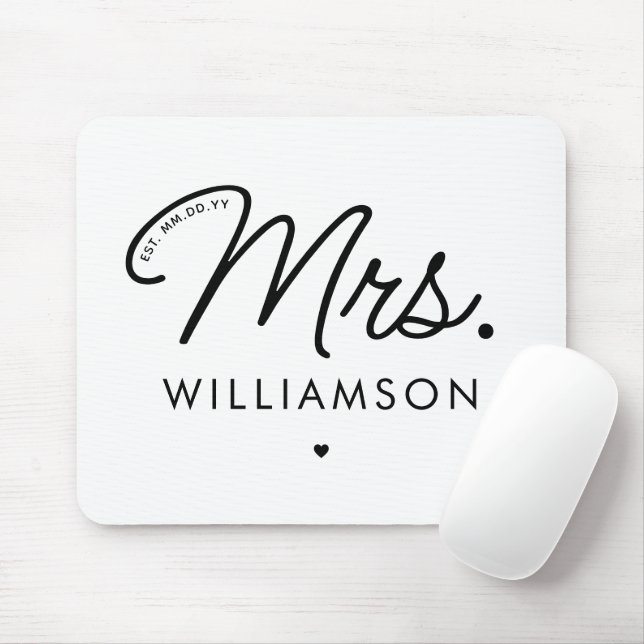 Mousepad Personalizada Sra. Est. Script Elegante Moderno Re (Com mouse)