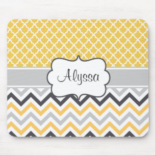 Mousepad personalizado Chevron cinzento amarelo