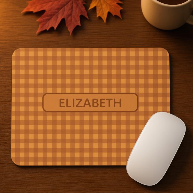 Mousepad Personalizado Clássico Abóbora Outono Xadrez Gingh (Criador carregado)