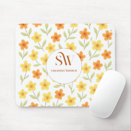 Mousepad Personalizado com Laranja | Floral Amarel