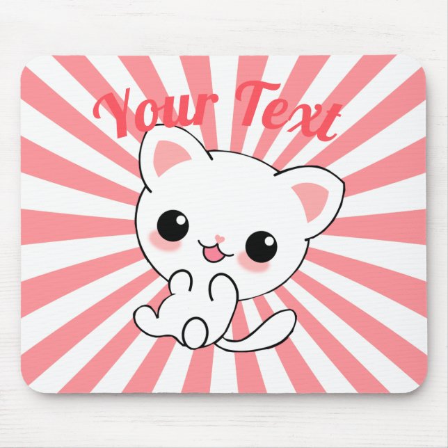 Mousepad Personalizado de Kawaii White Kitten (Frente)