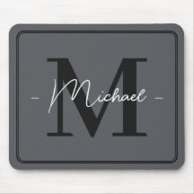 Personalizado Elegante Cinza Carvão Inicial Nome E