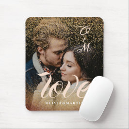 Mousepad Personalizado Glitter Dourado Casal Foto Monograma