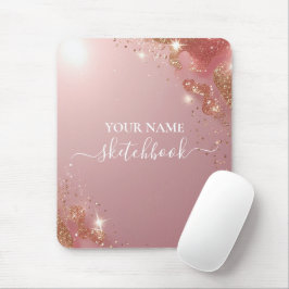Mousepad Personalizado Glitter rosa Dourado - Seu