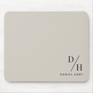 Mousepad Personalizado Minimalista Inicial Nome Bege