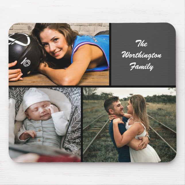 Mousepad Personalizado para Colagem de Três Fotografias (Frente)