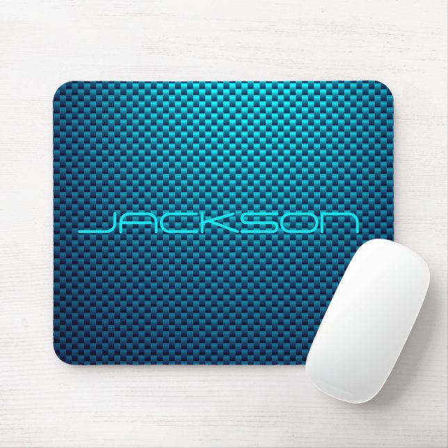 Mousepad Personalizar fibra de carbono azul padronizada (Com mouse)