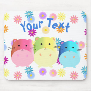 Mousepad Personalizar Hamsters Kawaii Cute Triplo