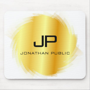 Mousepad Personalizar Monograma Dourado Metálico