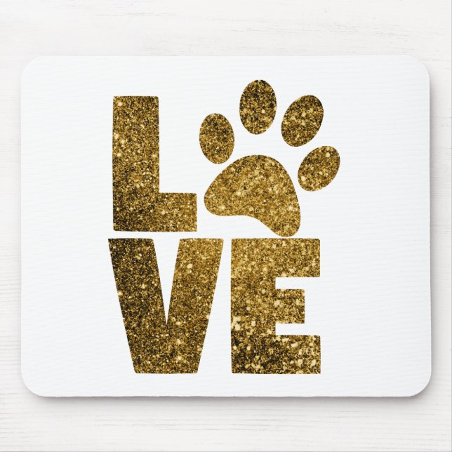 Mousepad Personalizar texto de amor com brilho do Ouro com  (Frente)