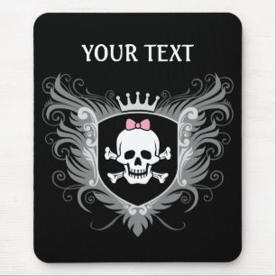 Mousepad Personalize a senhora Crânio Crista [escura]