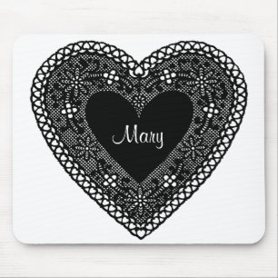 Mousepad Personalize seu Coração de Lace Vintage