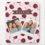 Mousepad Personalized Aesthetic Cherry Pattern Name Gift<br><div class="desc">This collection of adorable cherry patterns is one of those small, everyday pleasures that just make people smile. This design is whimsical, cozy, and effortlessly fashionable with its soft pink backdrop, strewn cherries, and personalized name accents. It's the kind of pattern that makes a desk, a purse, or a comfortable...</div>