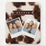 Mousepad Personalized Cow Print Cowgirl Western Style Gift<br><div class="desc">There is something timeless and effortlessly cool about cow print. It seems fun, fashionable, and a touch daring because it combines rustic charm with contemporary design. This personalized cow print collection was created for people who love western inspired aesthetics, cozy country vibes, and designs that feel both trendy and personal....</div>