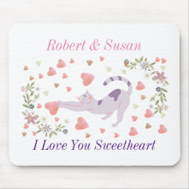 Mousepad Personalized Cute Cat Valentine Gift for Couples