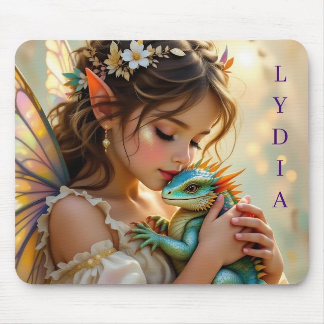 Mousepad Personalized Fairy and Dragon Mystical  (Frente)