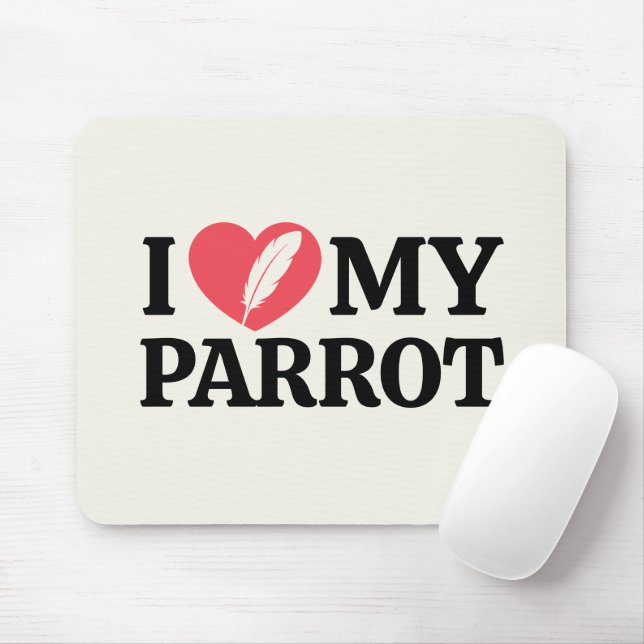 Mousepad Personalized I Love My Parrot Heart Typography (Com mouse)
