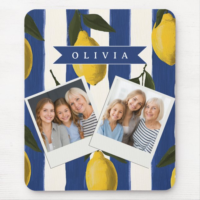 Mousepad Personalized Italian Lemon Stripe Coastal  (Frente)