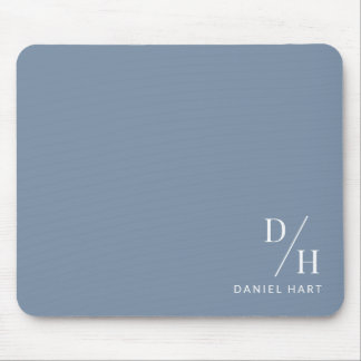 Mousepad Personalized Minimalist Initial Name Dusty Blue