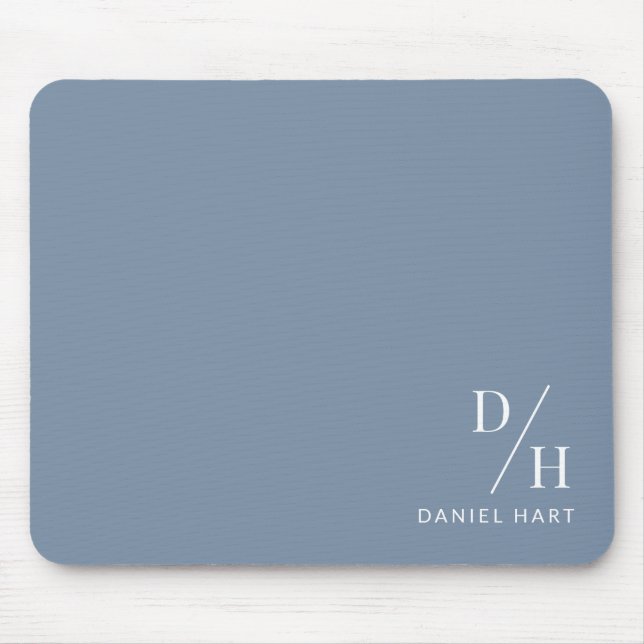Mousepad Personalized Minimalist Initial Name Dusty Blue (Frente)