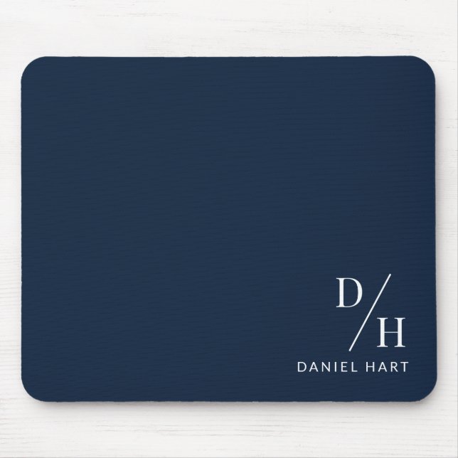 Mousepad Personalized Minimalist Initial Name Navy Blue (Frente)