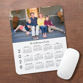 Mousepad Personalized Photo Name White 2026 Calendar
