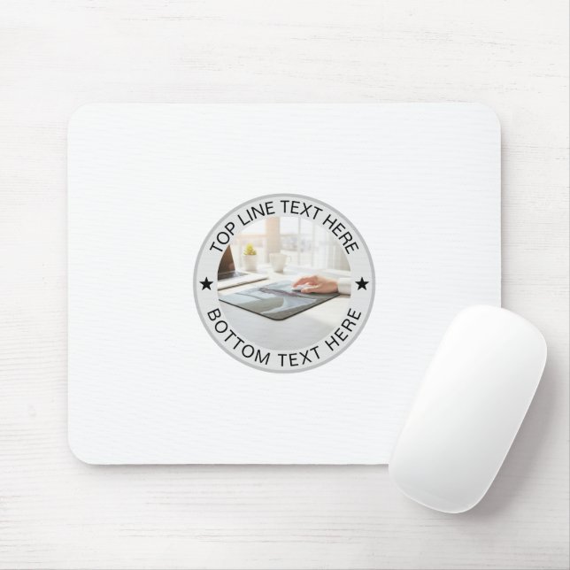 Mousepad Personalized Round Photo Text Mark Gift (Com mouse)