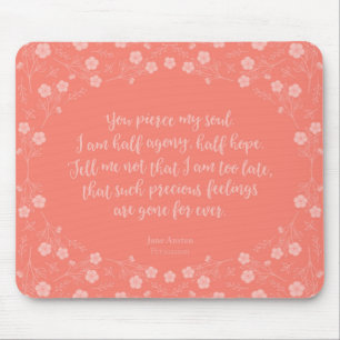 Mousepad Persuasão floral Jane Austen das citações da ca