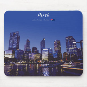 Mousepad Perth, Austrália - Silhueta da Cidade à Noite