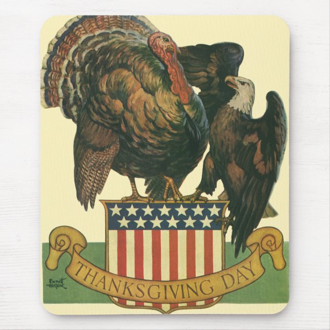 Mousepad Peru Thanksgiving Day, Águia, Bandeira Americana (Frente)