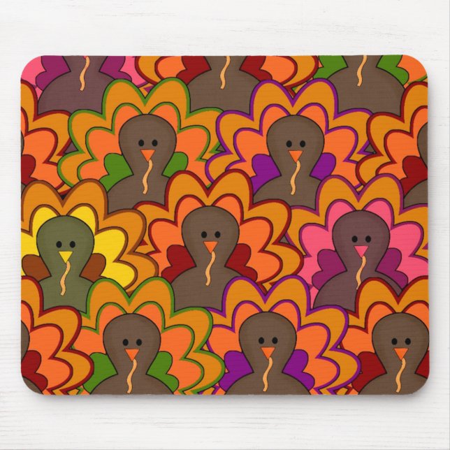 Mousepad Perus de Ação de Graças Coloridos Divertidos (Frente)