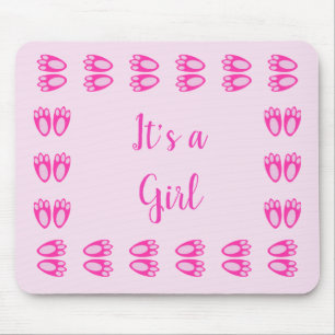 Mousepad Pés de Coelho de Bebê Menina Rosa Fofo Personaliza