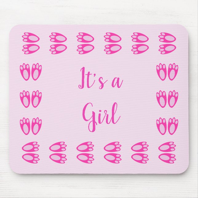 Mousepad Pés de Coelho de Bebê Menina Rosa Fofo Personaliza (Frente)