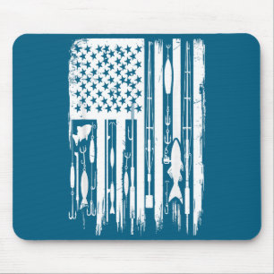 Mousepad Pesca ao Ar Livre Bandeira Americana Pescador Aman